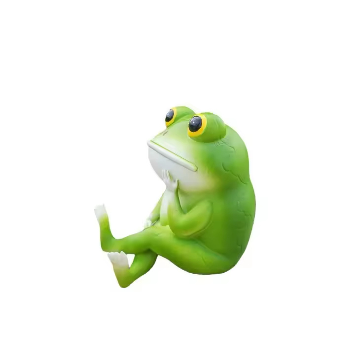 Figura de rana con dibujos divertidos, estatua de rana pequeña artesanal, artesanía de resina, adorno de Animal, decoración de bonsái - 1