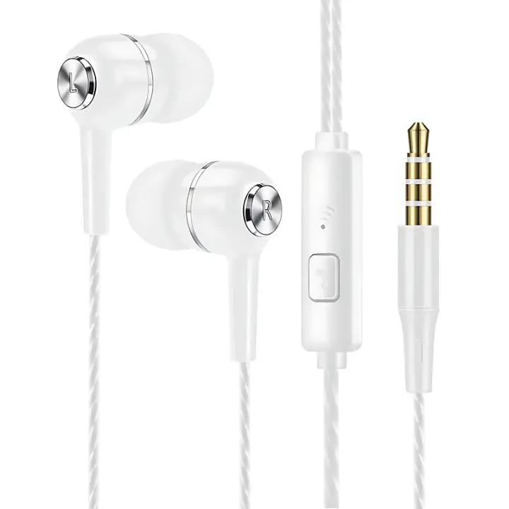 Auriculares con cable de 3,5mm, intrauditivos con cable y micrófono, auriculares estéreo HiFi de graves, deportes, música, juegos para teléfonos y PC - 1