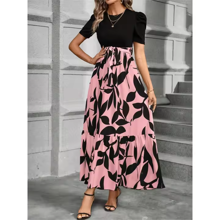 Vestido Floral Étnico para Mujer 2025 Cuello Redondo con Estampado Tropical Bohemio - 1
