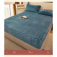 Alfombrilla ajustada de terciopelo coral de franela cálida para invierno, protector de colchón antideslizante de vellón - details 2