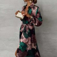 Vestido elegante con estampado plisado y cuello en V para mujer, traje largo de oficina para boda, primavera y verano, A-e, bohemio, 2024 - details 16