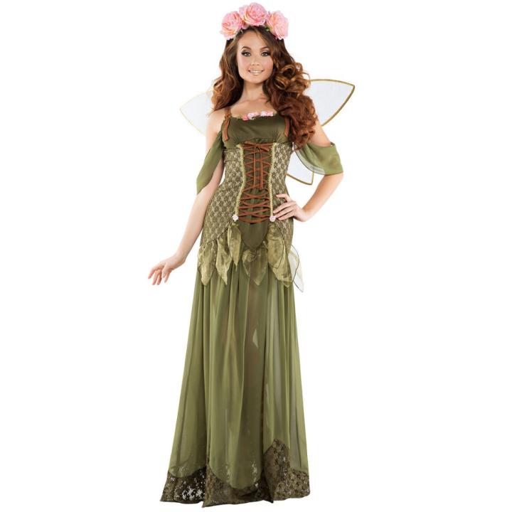 New real-shot coded Halloween costume forest green elf flower fairy princess angel costume DS costume