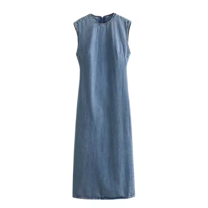 OUWU- Vestido Midi Largo De Mezclilla Para Mujer, Ropa Informal Versátil De Estilo Europeo Y Americano, Nueva Moda - 1