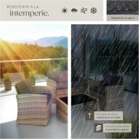 Jardín de Ratán y Acero, Muebles de Jardín Exterior, 2 Sillones 1 Sofá 1 Mesa con Cristal, Conjunto Terraza Resistente a la Intemperie, con Cojines, Fundas - details 6