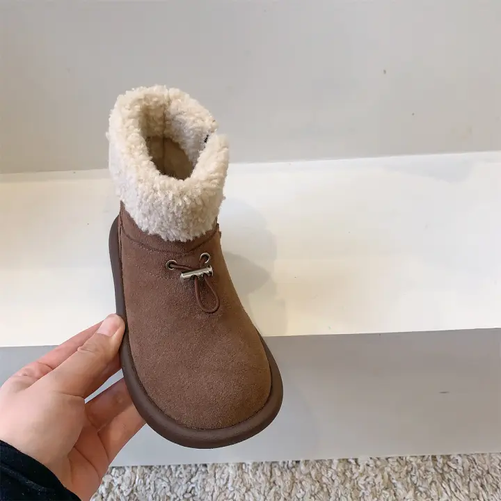 Compañeros de clase Niños Botas peludas para niños Botas cortas Zapatos cálidos de lana para bebés - 1