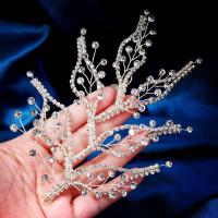 Pinza para el pelo de novia de cristal de estilo francés, forma de ramas, horquilla plateada para novia, tocado de boda de perlas de lujo, accesorios para novia - details 6