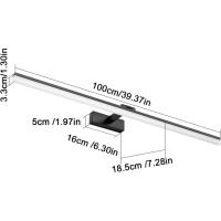 Lámpara LED de 32W Lámpara de espejo Aplique Blanco Frio 6000K Luz natural para Espejo Muebles de Maquillaje Aparato Montado en la Pared, Negro, 120CM - details 108