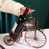Estante de exhibición de botellas de vino para bicicleta, soporte de copa de vino Retro, decoraciones de mesa de comedor de Bar, organizador de vino, carro creativo - details 1