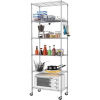 Estantería de Alambre de 6 Niveles con Ruedas Altura Ajustable, Resistente, Ideal para Baño, Cocina, Garaje, Dormitorio Color Plateado - details 0