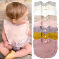 Babero de gasa para niños y niñas, algodón puro, color caramelo, cómodo babero para Saliva, toalla de Saliva de encaje de color sólido para bebé, productos para bebé - details 2