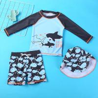 Bañador dividido para Niños, Manga Larga, Corta, Bañador, Dibujos Animados, Gorro, Conjunto de 3 Piezas - details 1