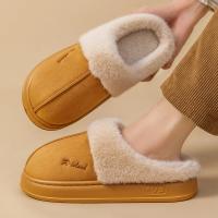 Nuevas zapatillas mullidas y concisas de estilo de pareja cálida de invierno para mujeres y hombres, chanclas suaves y acogedoras antideslizantes, zapatos de algodón para el hogar para mujer - details 5