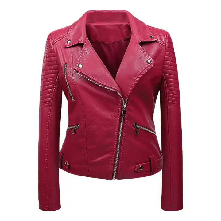 Abrigo corto ajustado de cuero Pu con cremallera para mujer, chaquetas de Moto y motociclista, Punk Rock, manga larga, prendas de vestir de Color sólido, moda de otoño - 1
