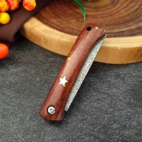 Cuchillo Plegable De Acero Damasco Con Mango De Madera Herramienta De Cocina Multifuncional Para Cortar Carne Y Frutas Cuchillo De Sellección - details 9