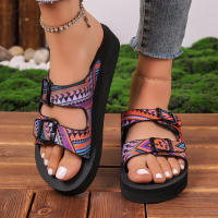 Zapatillas planas con estampado aleatorio para mujer, zapatos informales, sandalias de playa, chanclas para caminar, verano, 2024 - details 15