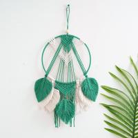 Atrapasueños Bohemio Tejido a Mano Cuerda de Algodón Verde con Flecos Hojas - details 1