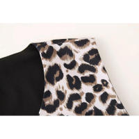 TRAFZA Conjunto de 2 piezas para mujer, pantalones largos con cremallera, traje informal suelto elegante vintage con estampado de leopardo sin mangas con cuello en V - details 7