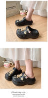 Zapatos con agujeros para niñas, bonitos, aumento de altura, con flores. - details 11