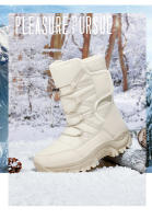 Botas de nieve impermeables para mujer, botines de piel cálida, con plataforma, color negro, a la moda, Invierno - details 1
