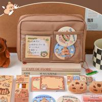 Juego de papelería de capibara de dibujos animados, juego de papelería escolar Kawaii con temática de capibara, muñeco de peluche, Kit de regalo de herramientas para estudiantes de gran capacidad - details 13