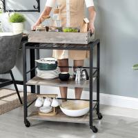Carrito de Cocina, Carrito Auxiliar con Ruedas, con Bandeja Extraíble, Ruedas Universales, Marco de Acero, Estantería de Cocina, 40 x 72 x 86 cm, Marrón Rústico y Negro Tinta LRC72X - details 10