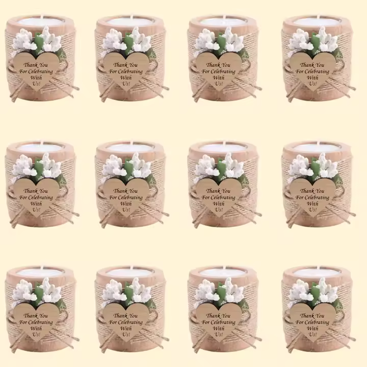 Vela de regalo para invitados, portavelas de madera para boda, regalos de agradecimiento para Baby Shower, candelabro de Navidad - 1