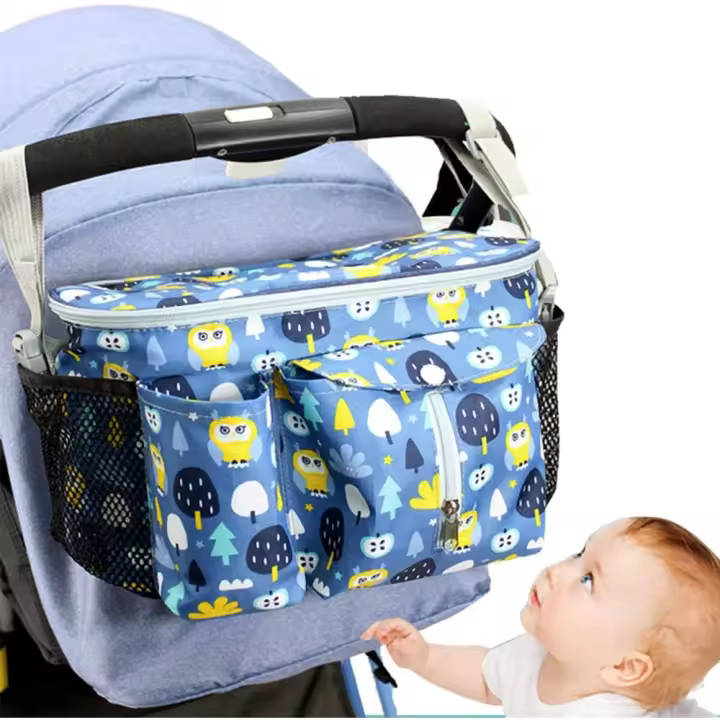 Organizador para cochecito de bebé, bolso bandolera para cochecito de bebé, de alta capacidad, organizador para botellas, correa pa - 1