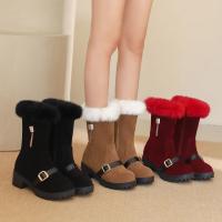 Nuevas botas de nieve casuales de tacón bajo botas bajas de borde peludo de gran tamaño - details 8