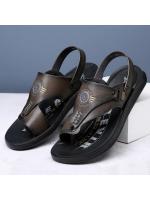 Sandalias de costura Retro para hombre, zapatillas de transferencia, zapatos de cuero antideslizantes, cómodos, informales, moda de verano - details 5