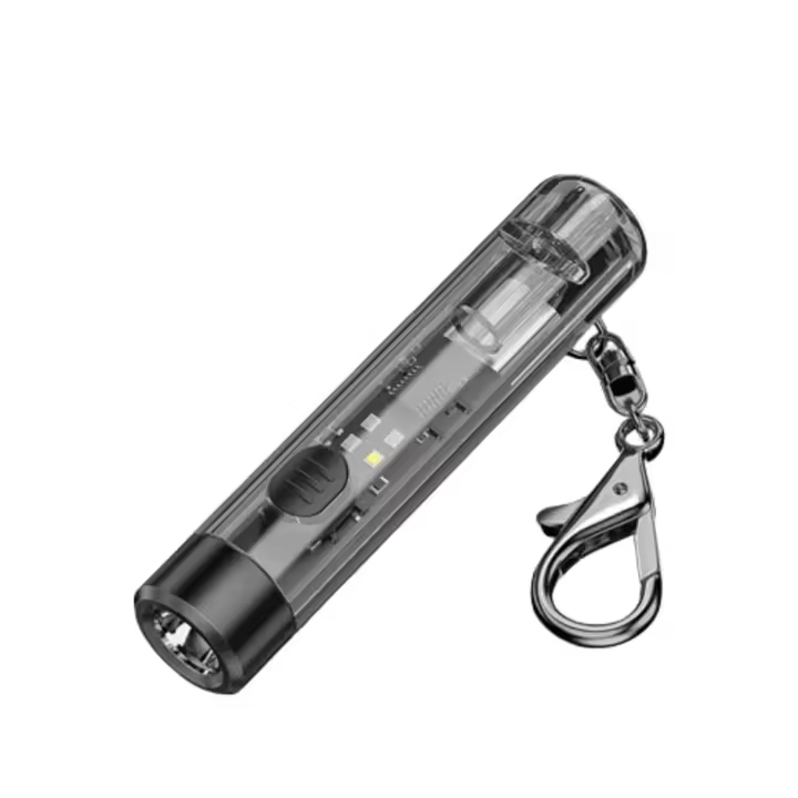 Mini linterna portátil con llavero, linterna LED de bolsillo recargable por USB de 80 lúmenes con 6 modos con hebilla, linterna pequeña - 1