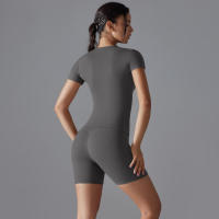Chándal de cuello redondo para mujer, camiseta de ciclismo de secado rápido, ropa de entrenamiento transpirable, pantalones cortos deportivos para correr y gimnasio - details 33