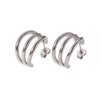 Aretes de Oro 18k de Lujo Ligero Diseño de Dos Cables con Acero Inoxidable Elegancia en Tus Oídos - details 3
