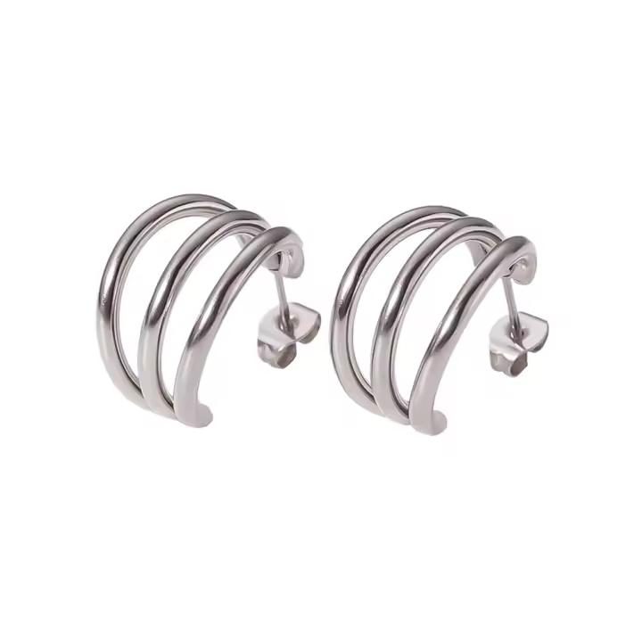 Aretes de Oro 18k de Lujo Ligero Diseño de Dos Cables con Acero Inoxidable Elegancia en Tus Oídos - 1