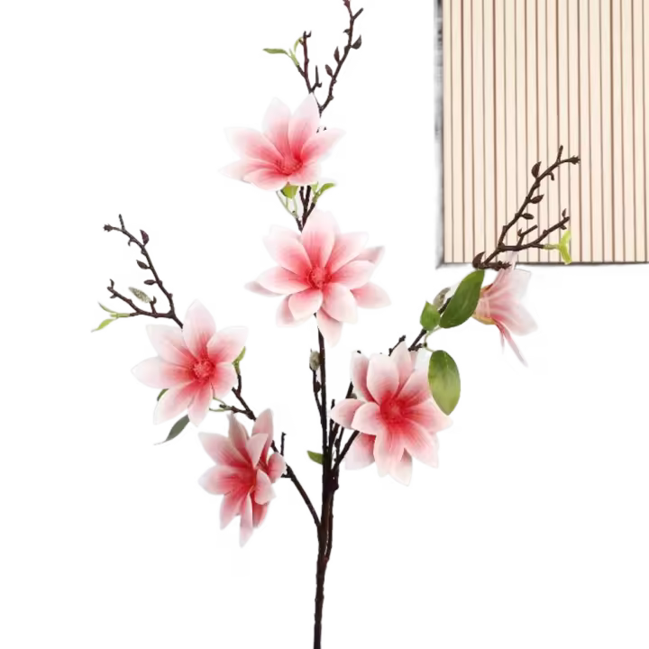 Ramas de Magnolia artificiales de 6 tenedores, flores de orquídeas artificiales hechas a mano de tacto Real, arte Floral, flores falsas, decoración para el hogar y la Oficina - 1