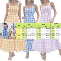 Vestidos largos bohemios para mujer, ropa sin mangas a cuadros, informal, para vacaciones y playa, verano - details 4