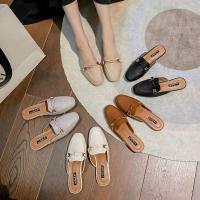 Novedad de verano, zapatos M ü ller con hebilla de metal a la moda, zapatillas planas para mujer y sandalias de cuero con punta abierta - details 5