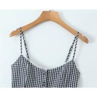 Nueva ropa de mujer, vestido de tirantes con apertura y cierre de botones a cuadros de moda de diseño francés europeo y americano - details 5