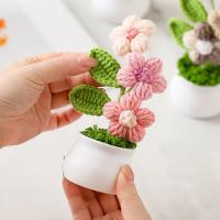 Flores hechas a mano, plantas en macetas, flores de simulación, plantas en macetas, flores terminadas tejidas, decoración para el hogar y el jardín, regalo para invitados de boda - details 7