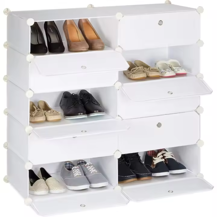 Zapatero Grande con 10 Compartimentos Estantería de Plástico Modular DIY Blanco Tamaño 90x94x37 cm - 1