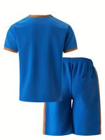 Conjunto Casual de Verano para Hombres Camiseta de Manga Corta con Patrón de Abyes y Pantalones Cortos con Cordón Light Brown y Blanco Perfecto Regalo para Él - details 1