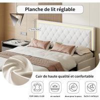4 cajones, cama tapizada con almacenamiento cama doble acolchada con somier 160 x 200 cm con cabecera cama con láminas cama para 2 personas (PU blanco, 160 x 200) - details 7