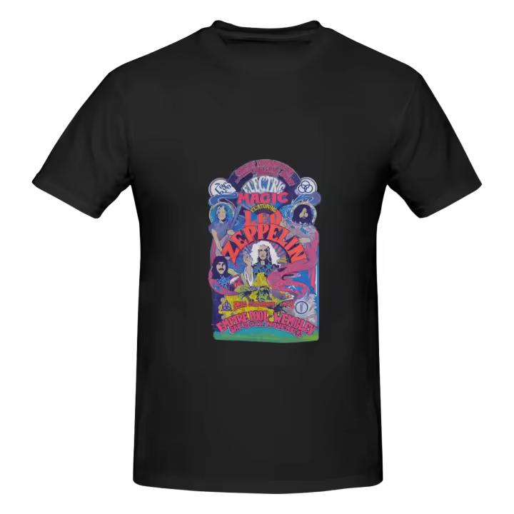 Camiseta de algodón mágica eléctrica para hombres y mujeres, Led Zeppelin, a todo color - 1
