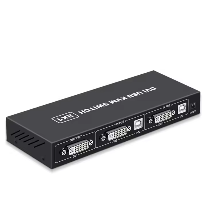 Interruptor DVI KVM 2 en 1 4K, teclado USB compartido, ratón, Monitor de impresión, pantalla de conmutación multifunción - 1