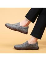 2025 nuevos zapatos de hombre de gran tamaño, de malla, informales, de cuero, con suela de piel de vaca, transpirables y sin cordones. - details 4