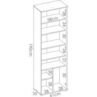 Armario Multiusos 6 estantes, Madera de ingeniería, Blanco, 61x190x35cm - details 2