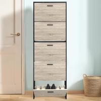 Mueble zapatero de 12 pares - Estantería de gran capacidad para vestíbulo o pasillo - (ancho) 60 x (profundidad) 24 x (alto) 80 cm - Madera clara blanca - details 9