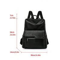 Mochila De Hombro PU Para Mujeres Con Diseño De Tachuelas, Multifuncional Para Viajes O Viajes De Negocios - details 9