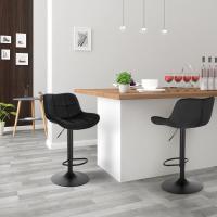 Ajustables en altura 60-81,5 cm, taburetes de bar de terciopelo con respaldo y reposapiés, negro - details 1
