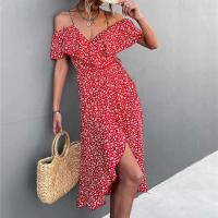 Vestido largo con tirantes y estampado floral para mujer, estilo bohemio de playa, moderno, un hombro, irregular, fresco diario - details 9