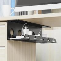 Gestión de cables para debajo del escritorio, bandeja de cables de Metal con abrazadera, tira de alimentación, soporte de Cable sin perforación, resistente y espacioso M - details 2
